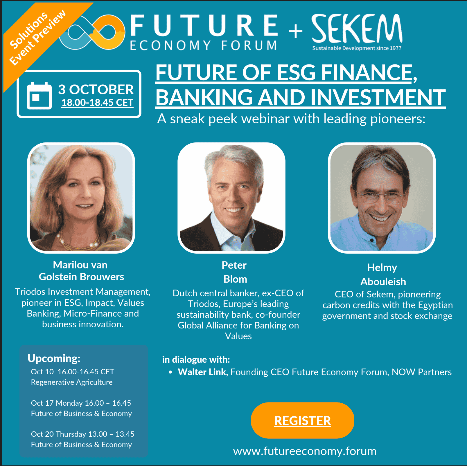 Webinar Invitetion  | Future of ESG Finance, Banking and Investment - with leading pioneers
